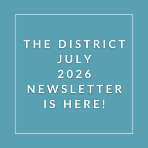 The image announces the availability of the district July 2026 newsletter.