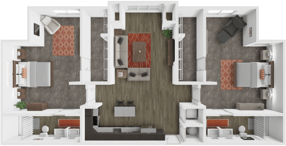 The Depot 2 bedroom, 2 bath floor plan