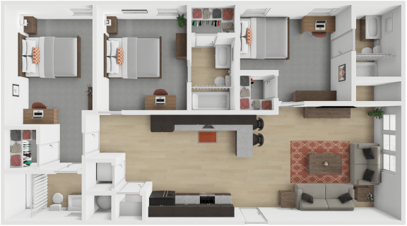 Floor Plan  The Depot 3 bedroom, 3 bath floor plan