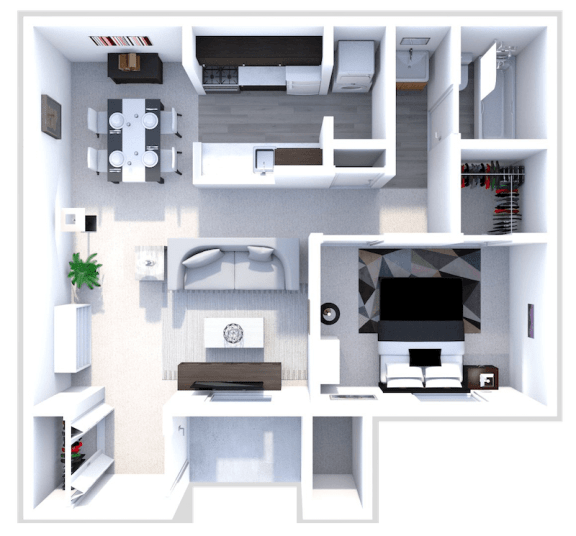 one bedroom floor plan at the heights apartments