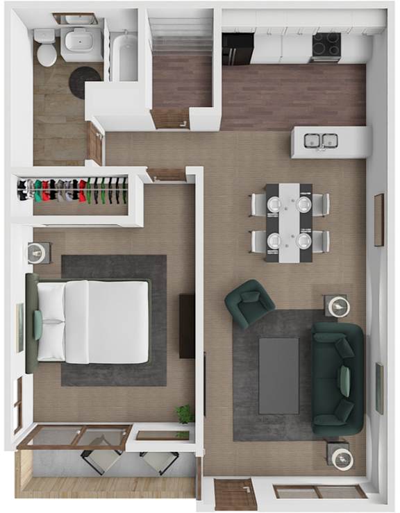 1 bedroom 1 bathroom apartment at The Oaks at Prairie View iApartments in Kansas City