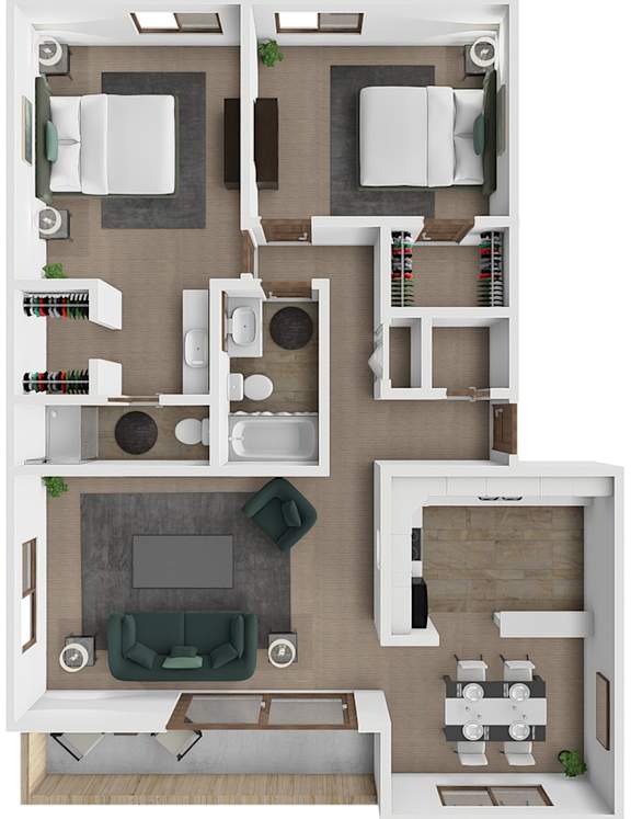 2 bedroom 1.5 bathroom apartment at The Oaks at Prairie View Apartments in Kansas City