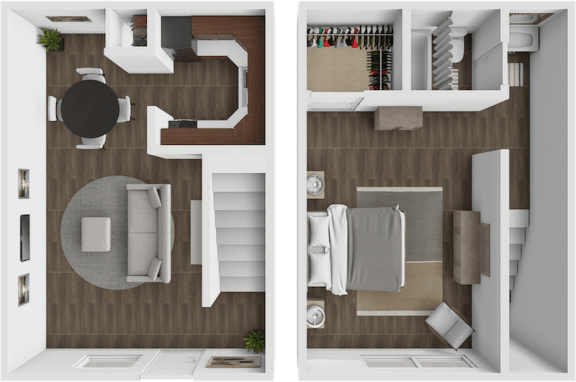 a floor plan of a apartment with one bedroom and a bathroom