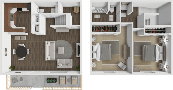 a two bedroom 1.5 bath apartment at the Oaks Apartments
