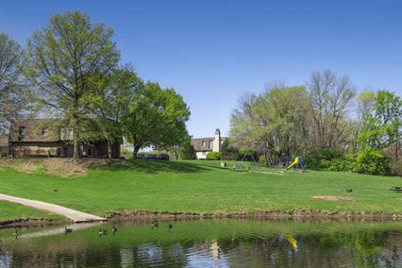 fishing lake at apartment community