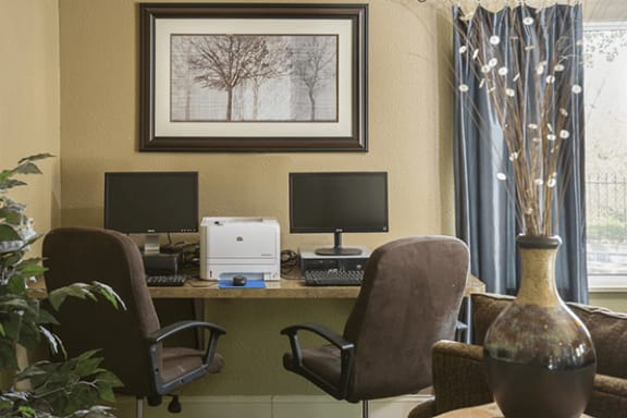 business center at apartment complex