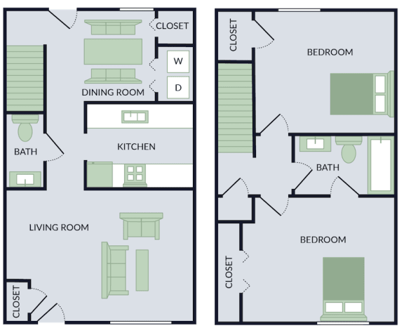 Floor Plan  2 bedroom townhome