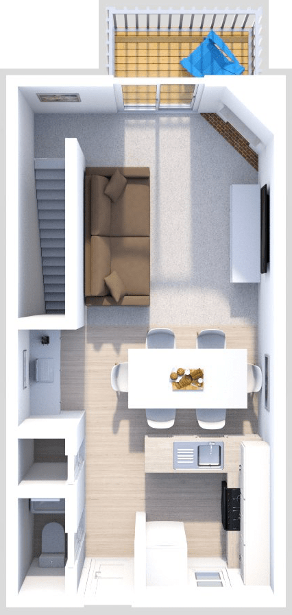 california floor plan 1 bed 1.5 bath