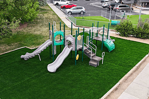 A playground with slides and room to run