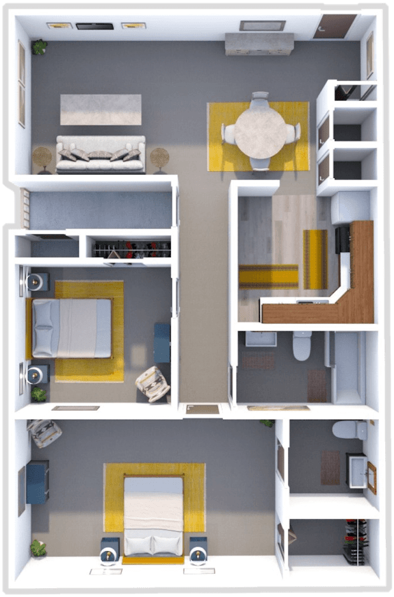 2 bed 1 and a half bath floor plan at venice heights