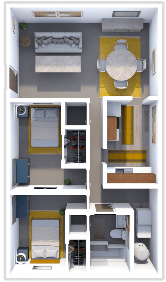 2 bed 1 bath floor plan at venice heights
