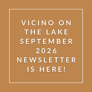 The image announces the Vicino on the Lake newsletter for September 2026.