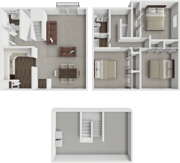 a 3d rendering of a floor plan and a model of a house