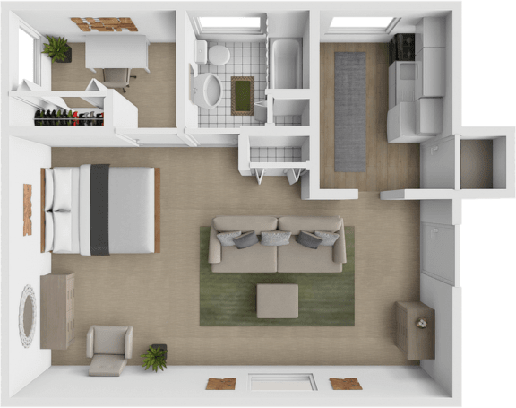 Floor Plan  a view of the living room of a 1 bedroom apartment