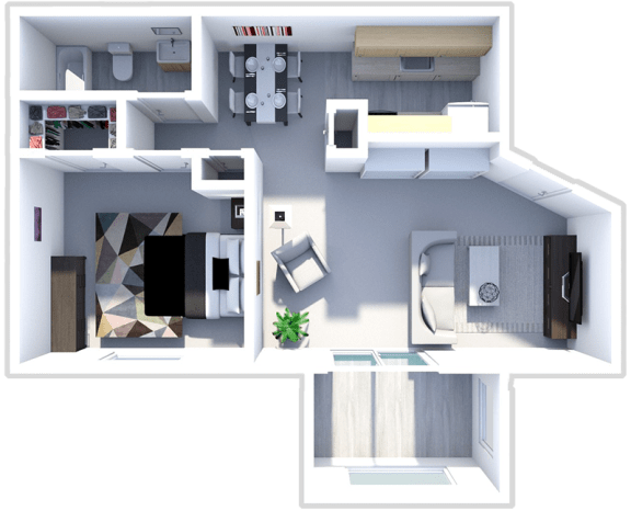 Floor Plan  a floor plan of a 1 bedroom apartment