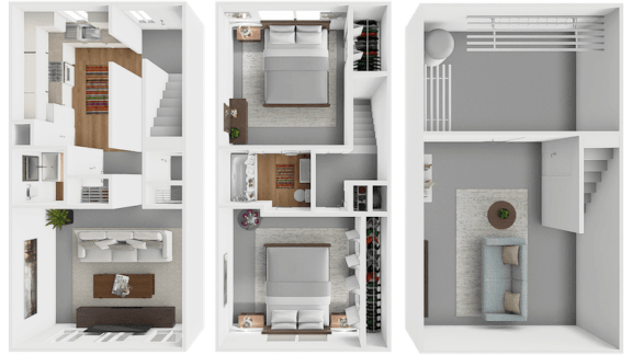 two bed one and a half bath floor plan townhome at westborough arm