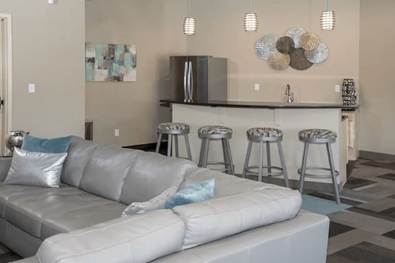 clubhouse with lounge area and kitchen