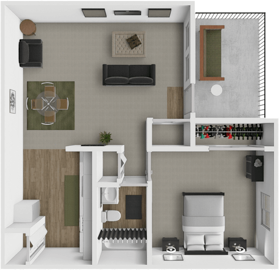 1 bed floor plan at woodman park apartments