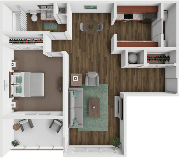a floor plan of a house with a bedroom and a living room
