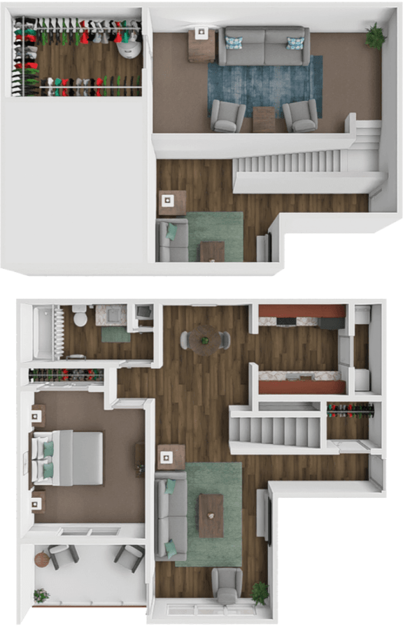 a floor plan of a house with a bedroom and a living room