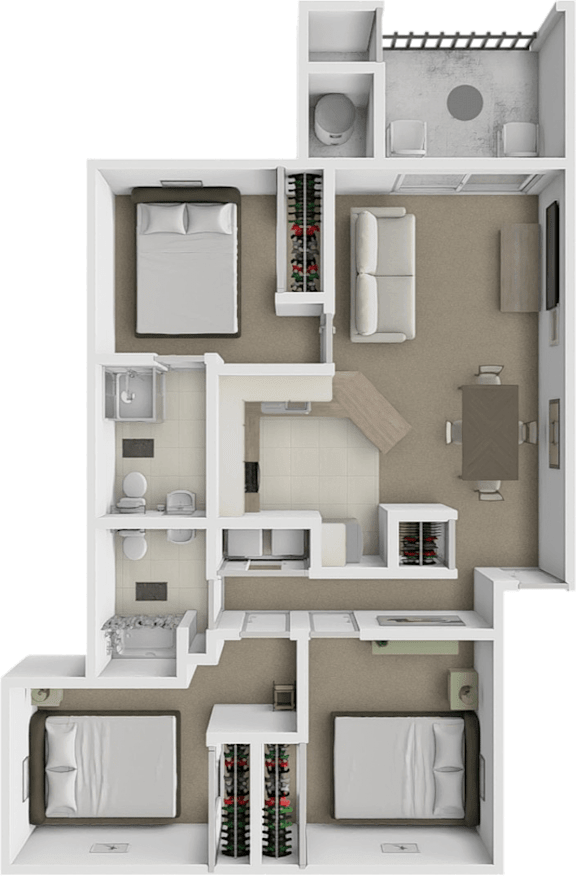 Floor Plan  three bedroom two bath Silver Oak floor plan at Woodland Ridge
