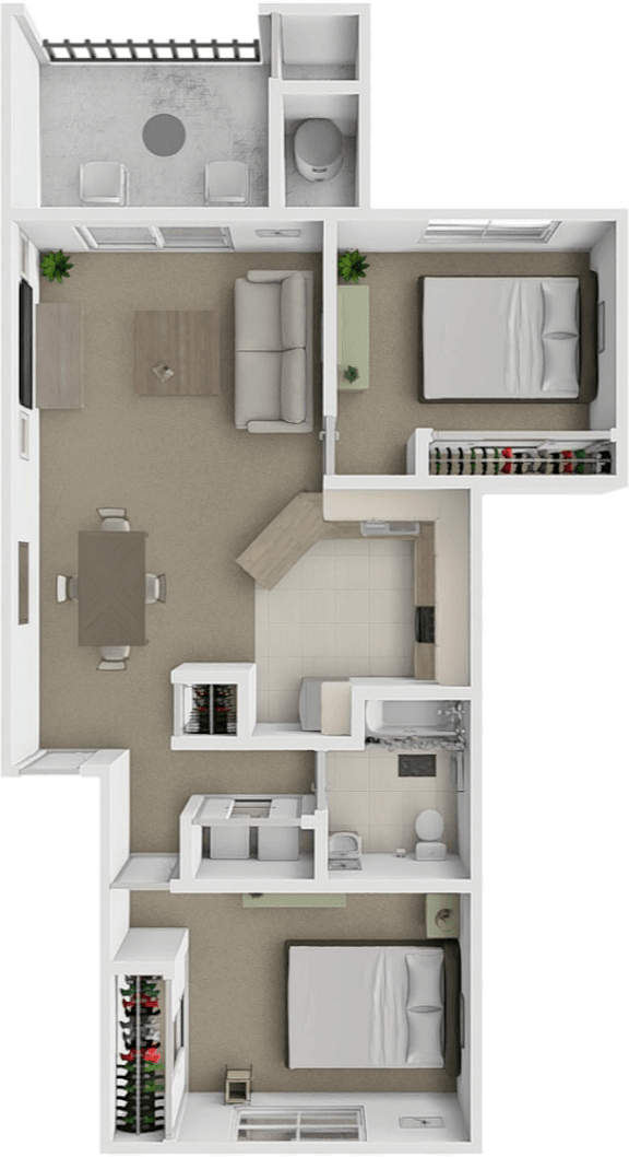 Floor Plan  two bedroom one bath Spruce floor plan at Woodland Ridge