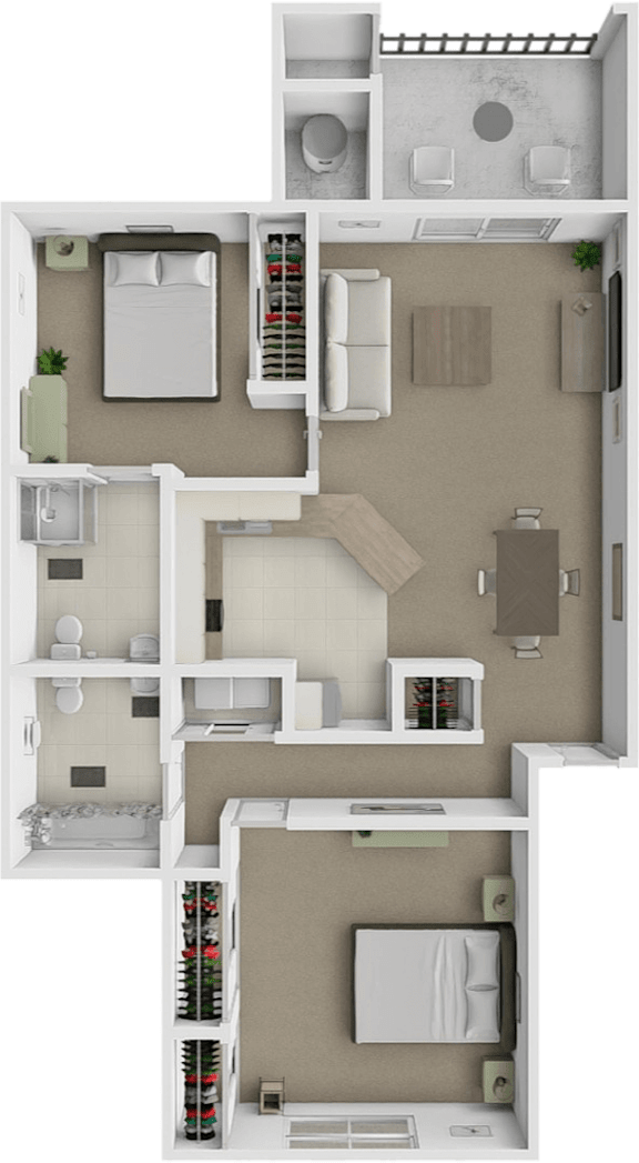 Floor Plan  two bedroom two bath Sycamore floor plan at Woodland Ridge