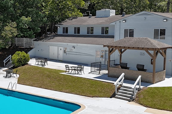 A house with a pool and a covered patio.