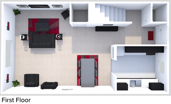 Floor Plan  2 bedroom townhome level one floor plan