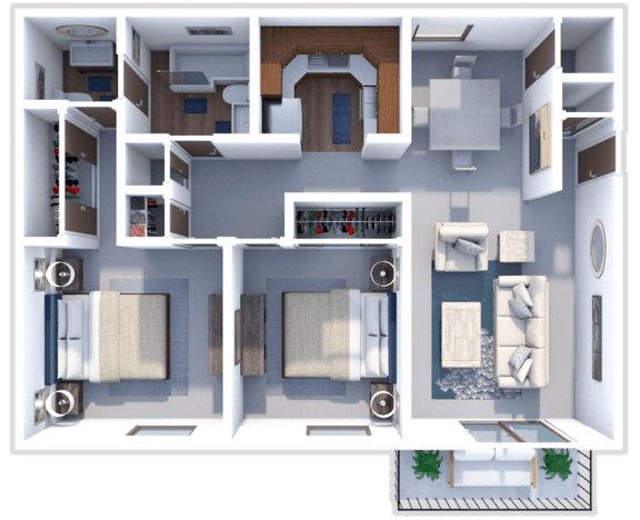 2 bed floor plan at westchester village
