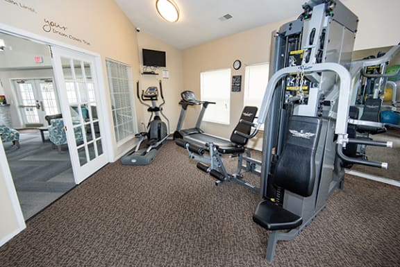 Fitness center at waterford pines apartments