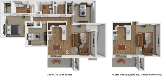 A diagram shows the layout of two 3rd floor homes and one 1st floor home.