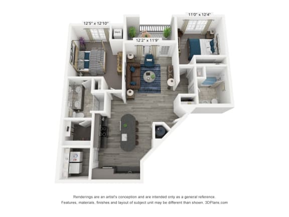 The Provision is a 2 bedroom, 2 bathroom floor plan at 8 West in Greensboro, NC