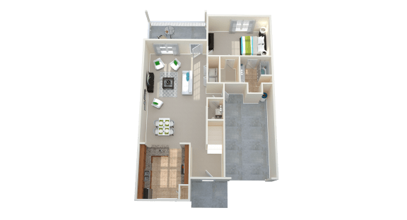 a floor plan of a house with a bedroom and a living room