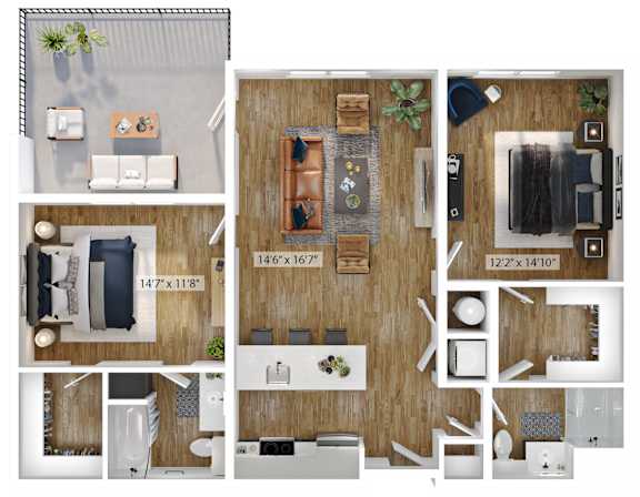 A series of images showing different layouts of a room with furniture and measurements.