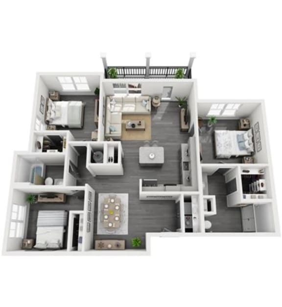 a furnished apartment with a bedroom and a living room