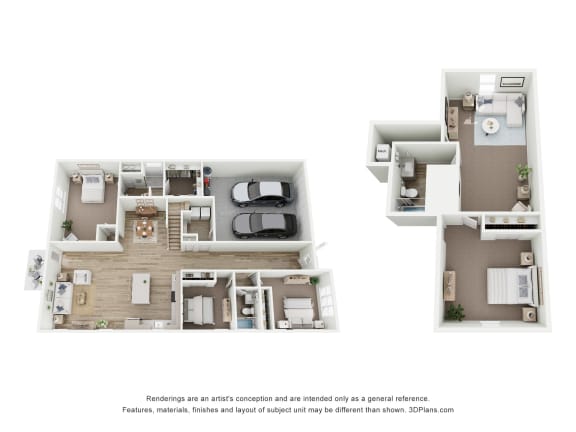 a stylized floor plan of a 2103 sq ft apartment