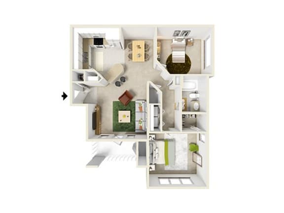 a floor plan of a 1,008 sq ft apartment