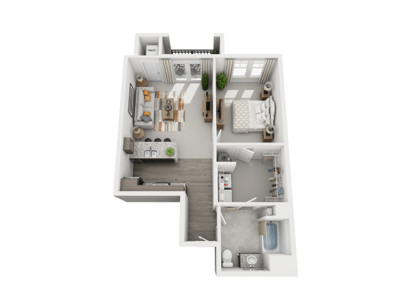 a 3d floor plan of a room with a black background