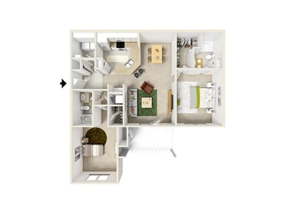 a floor plan of a two bedroom, two bath apartment