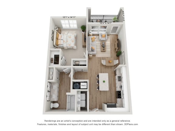 a floor plan of a 3 bedroom apartment