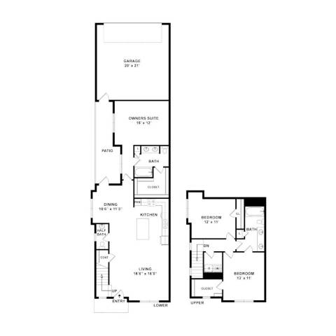 A black and white image of a floor plan for a house.