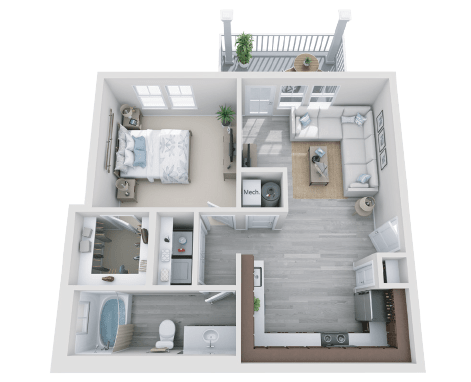 a floor plan image of the mill at new holland apartments in gainesville, ga