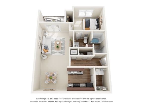 a 1 bedroom floor plan with a bathroom and a living room