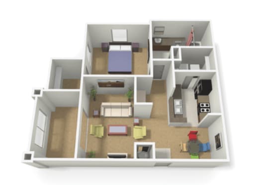 a floor plan is shown in this rendering
