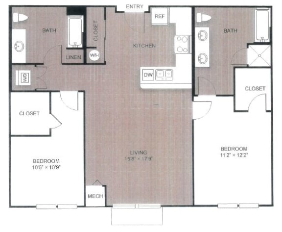 2 bed 2 bath floor plan F at Apex 41, Lombard, IL