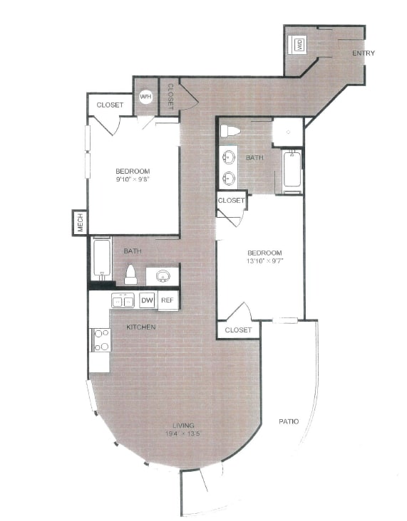2 bed 2 bath floor plan I at Apex 41, Lombard, 60148