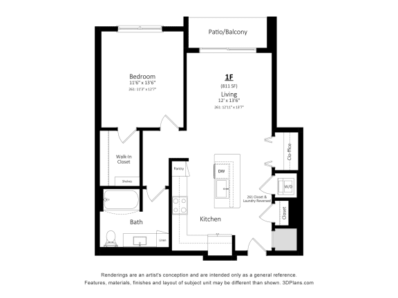 1 bed 1 bath floor plan L at 2929 on Mayfair, Wisconsin