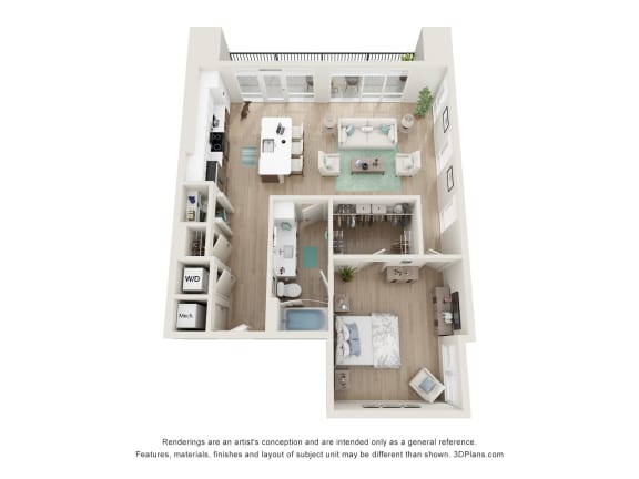 1 bed 1 bath floor plan G 1 bed 1 bath floor plan G at 2929 on Mayfair, Wauwatosa, WI, 53222