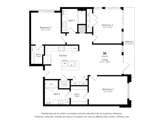 3 bed 2 bath floor plan A at 2929 on Mayfair, Wauwatosa, WI, 53222
